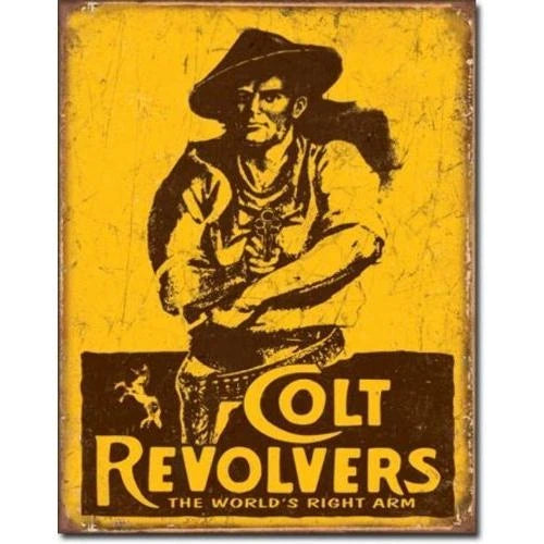Vintage Replica Tin Metal Sign Colt 6 Shooter Pistol Revolver 1789