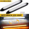 2X Slim Amber Sequential Flexible LED DRL Turn Signal Strip for Headlight