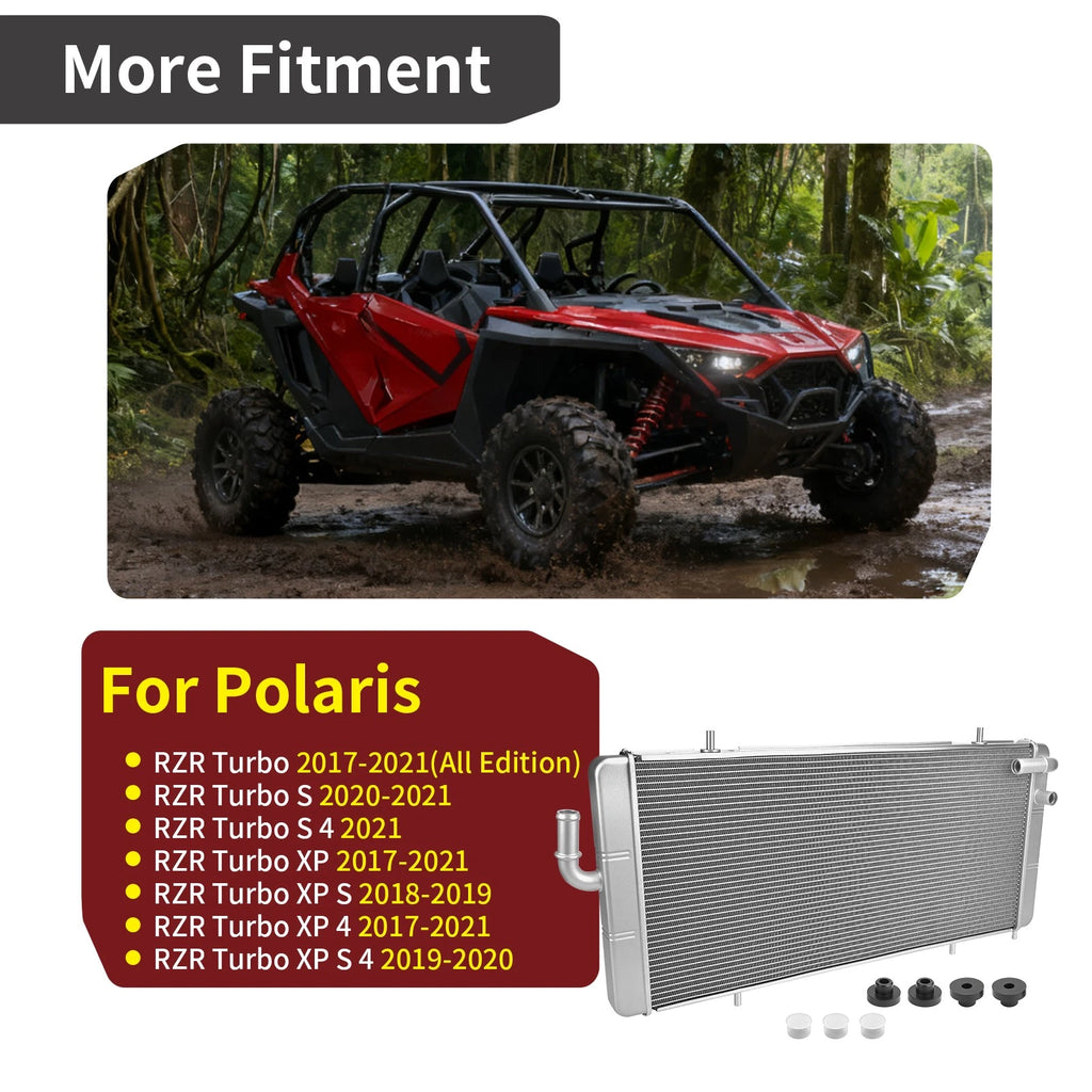 Aluminum Radiator & Mount Bushing 1241387 for Polaris RZR XP XP4 Turbo (2017–2021)