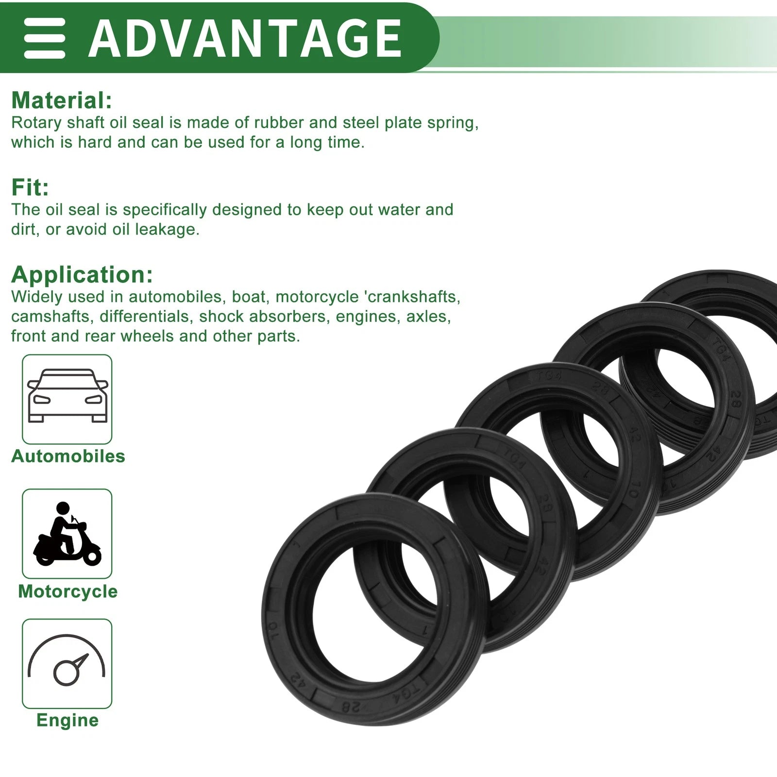 Oil Seal   - NBR Rubber 28x42x10mm