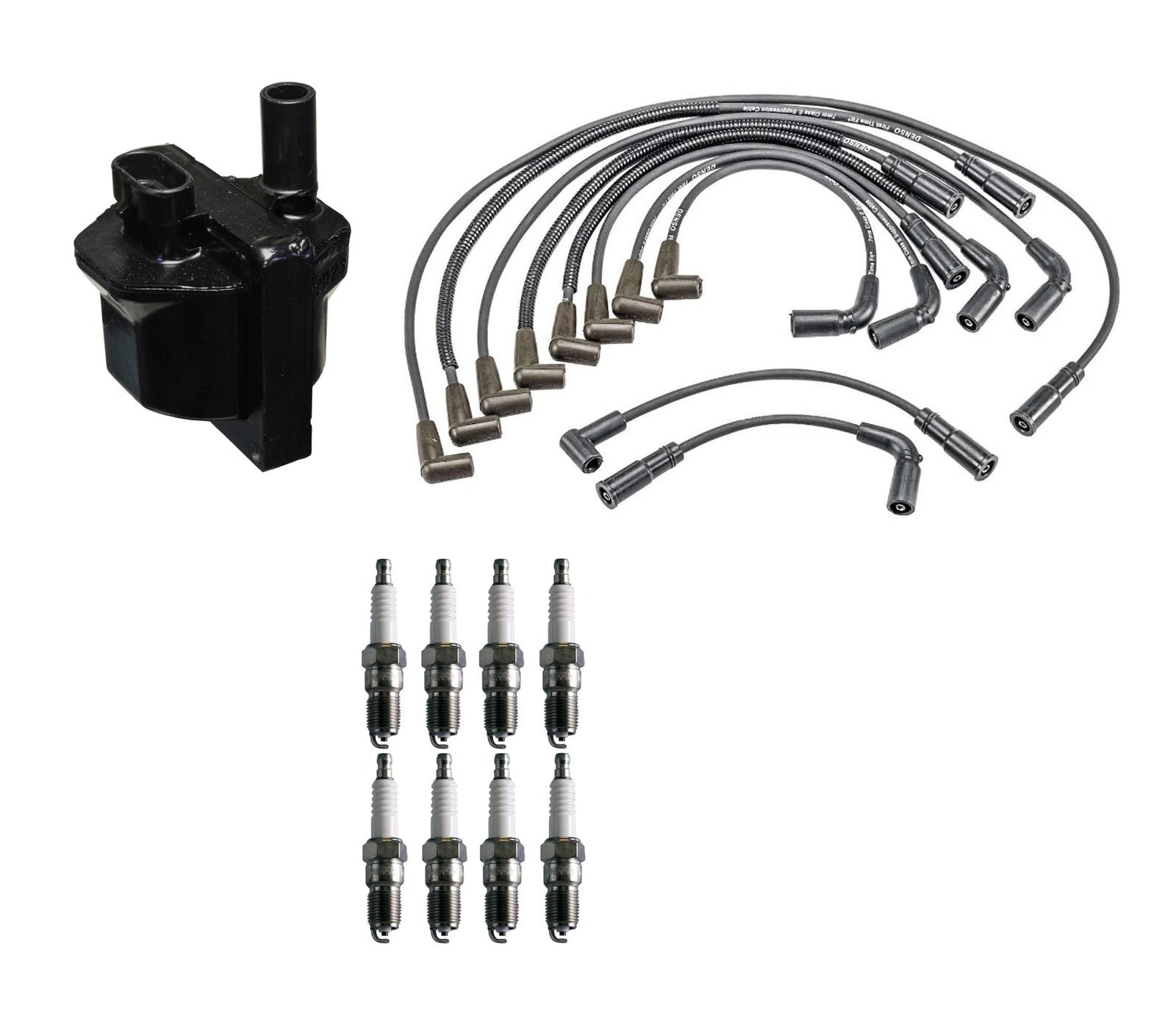 Set of 8 Denso Ignition Coil Wire U-Groove Spark Plug Kit for Chevy Buick Caddy