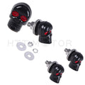 Set of 4 Skull Black Motorcycle License Plate Frame Bolts Screws Red Eye