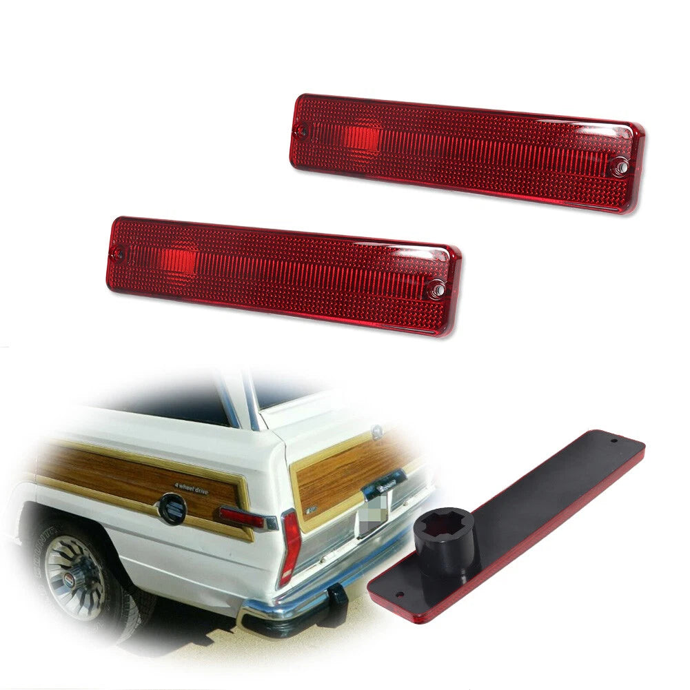Set of 2 Red Lens Rear Side Marker Light Covers for Jeep J Series