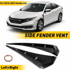Carbon Fiber Black Side Fender Air Vent Wing Cover Trim for Honda Civic (2016–2022)