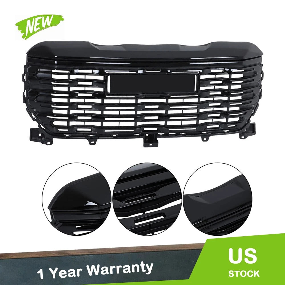 Glossy Black Front Upper Center Mesh Grille for GMC Sierra 1500 Denali (2022–2024)