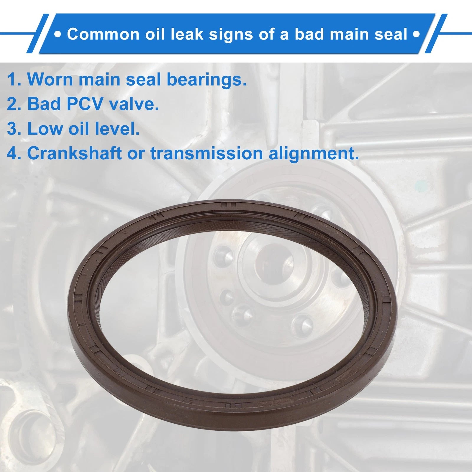 1 Pc Rear Crankshaft Oil Seal for Hyundai (MD174462, 21443-25000)