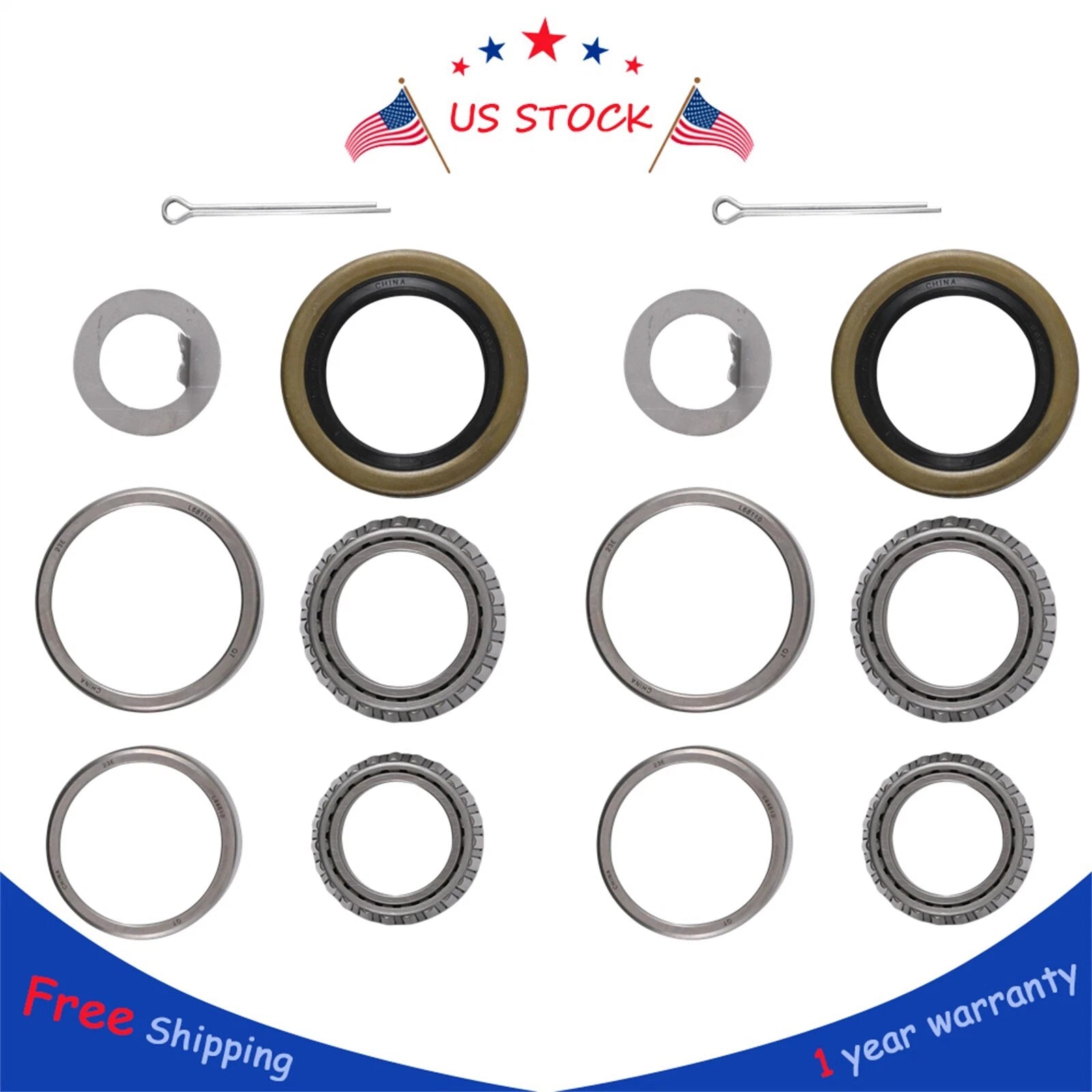 Set of 2 Trailer Hub Bearings for 3500# Axle (1.719'' Spindle)
