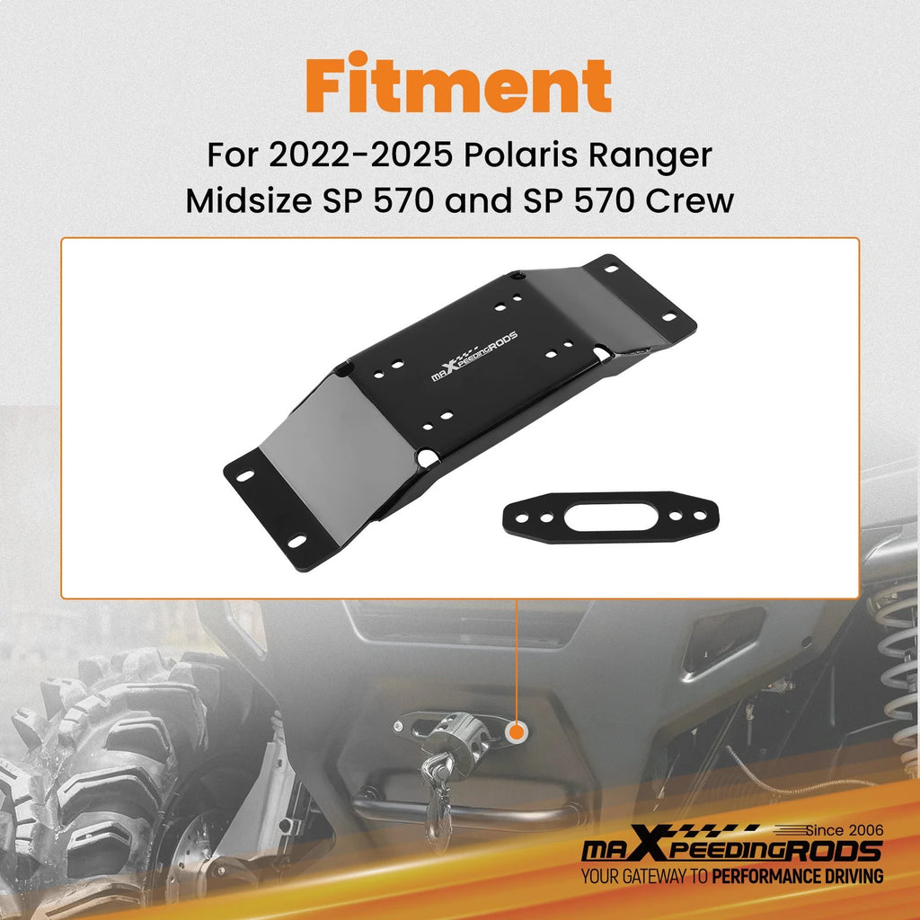 Winch Mount Kit for Polaris Ranger SP 570 (2022–2025) Black Steel