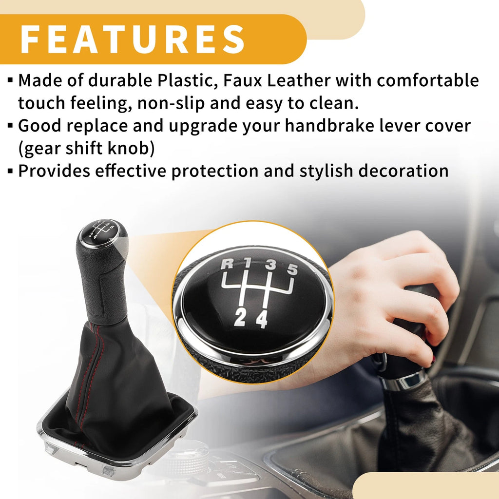 5 Speed Gear Shifter Knob with Cover for Volkswagen Polo (2014–2017)