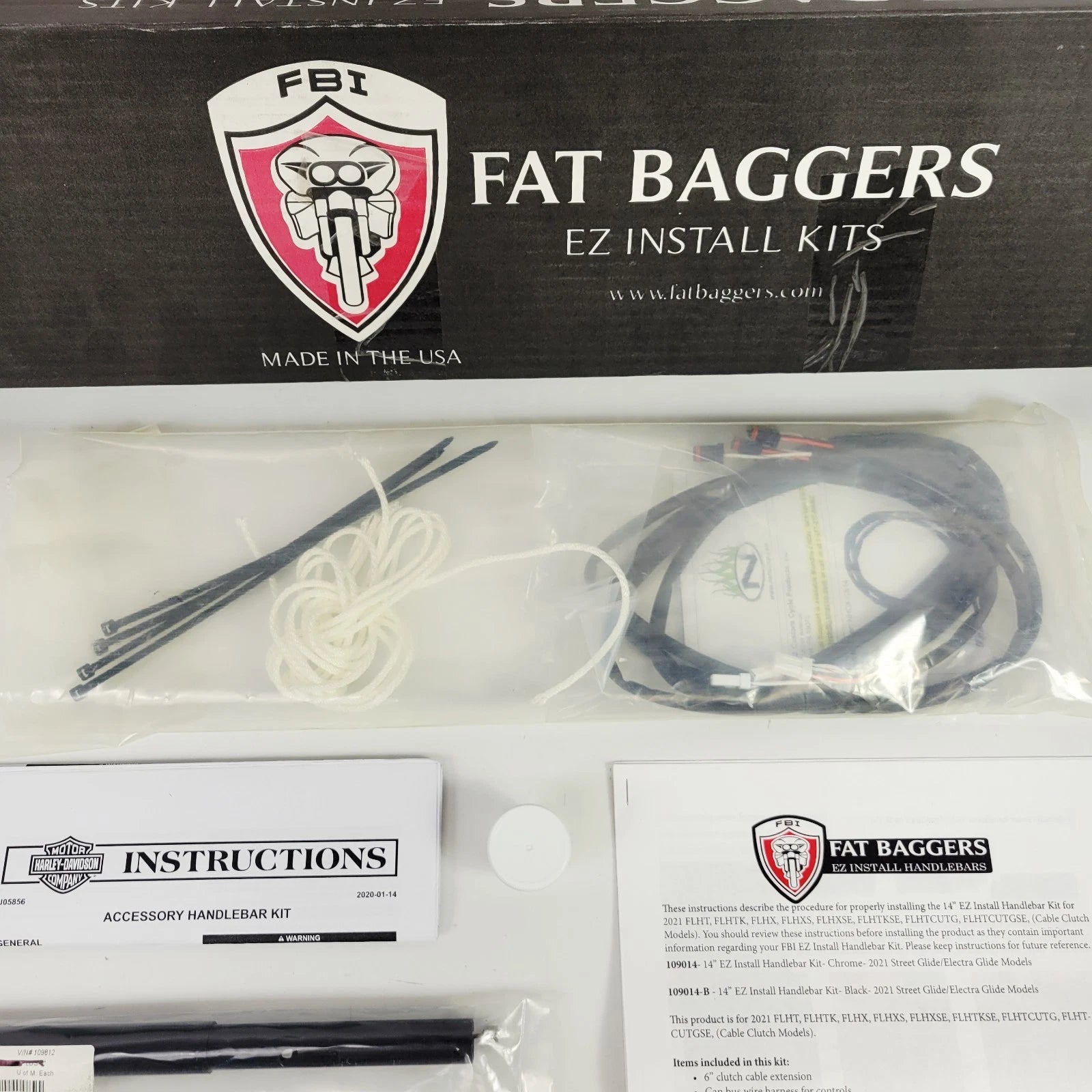 EZ Install Handlebar Kit +4" for Harley Touring (2021) 0662-0822 109012