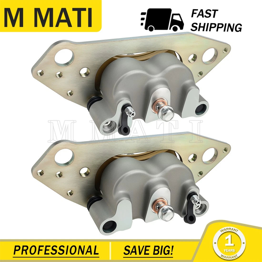 Front Left Right Brake Caliper & Pads for Polaris RZR 900 2011–2014, RZR 1000 2014