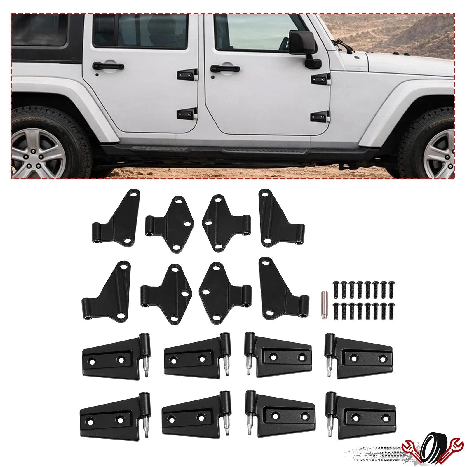Set of 16 Door Hinge Replacement Screws for Jeep Wrangler JK (2007–2018)