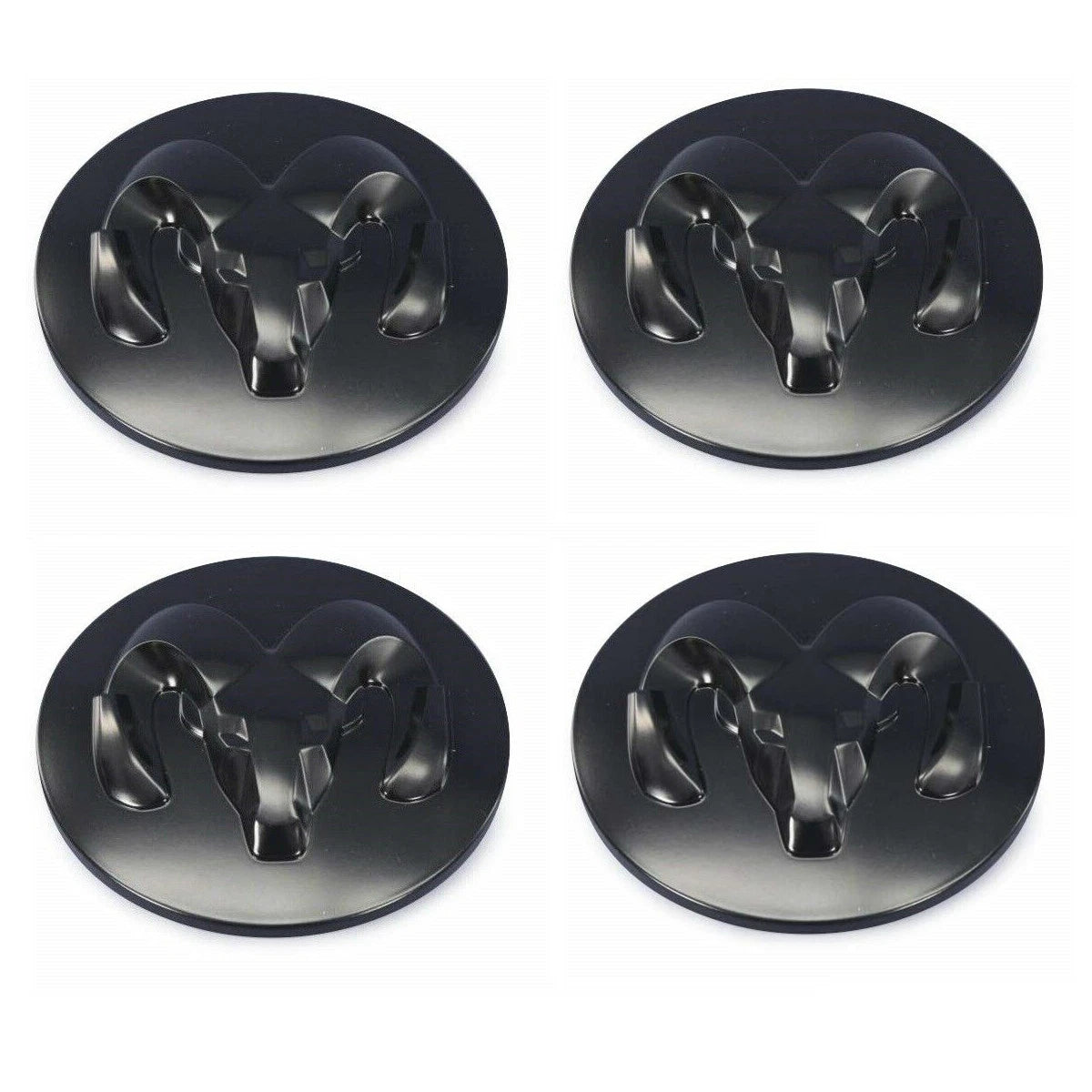 Set of 4 Black Rams Head Wheel Center Caps for Dodge Ram 2500 3500 (2003–2023)