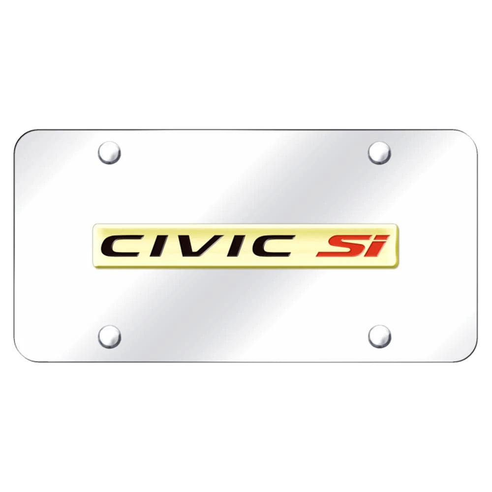 Gold Name on Chrome License Plate - Officially Licensed for Honda Civic Si
