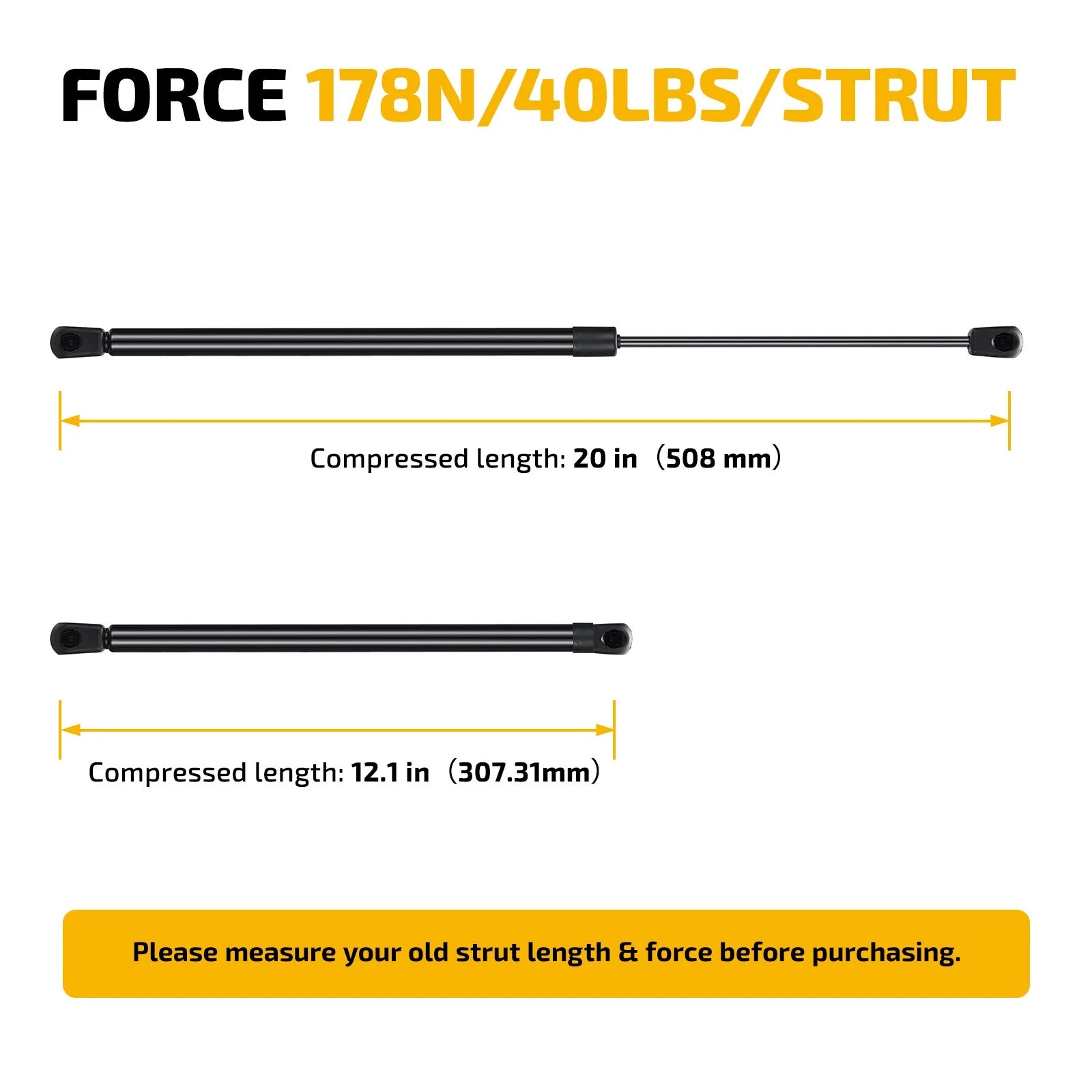 Set of 2 Gas Struts for RV Door Bed (20 Inch, 40lbs)