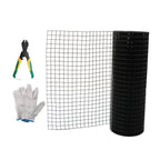 1.5in x 50ft Black Vinyl Coated Hardware Cloth for Chicken Rabbit (16 Gauge)
