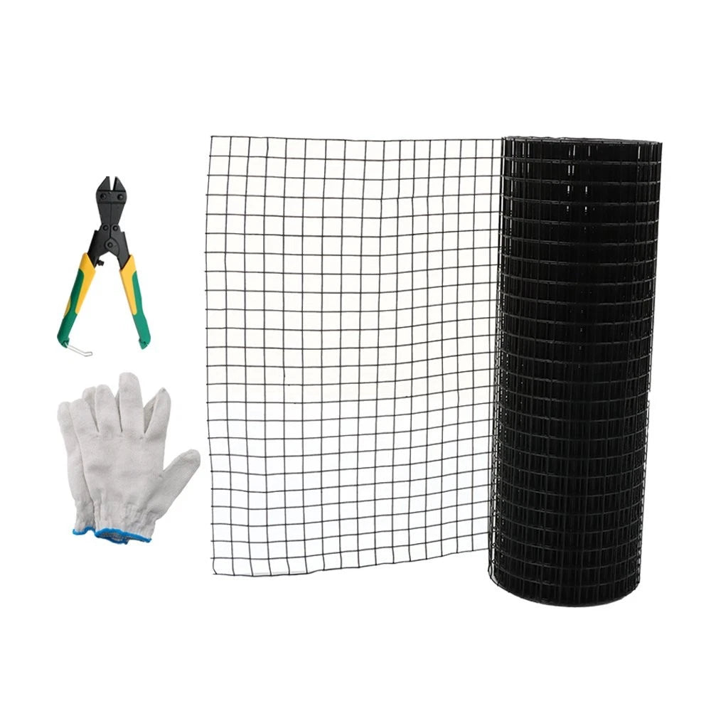 1.5in x 50ft Black Vinyl Coated Hardware Cloth for Chicken Rabbit (16 Gauge)
