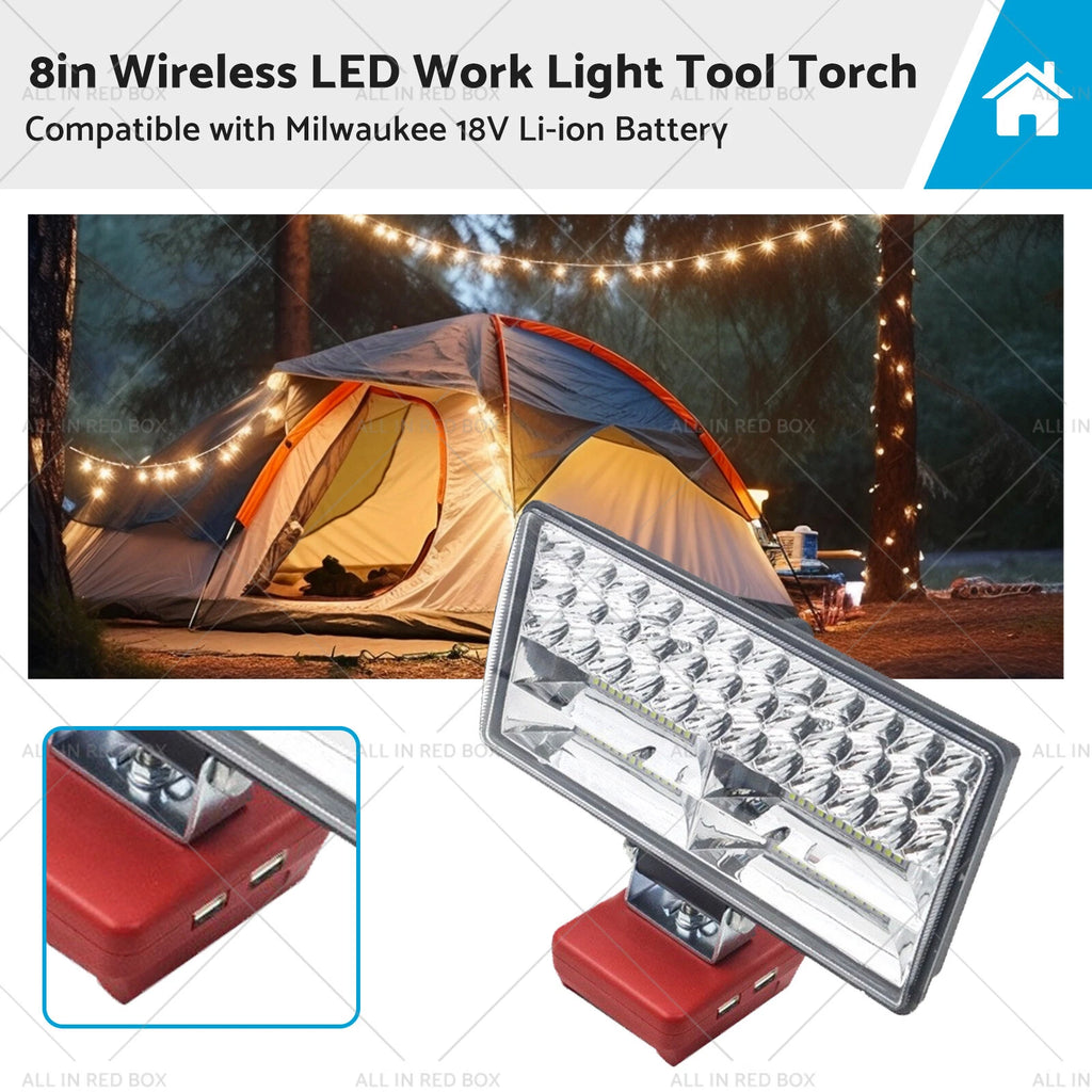 8in LED Work Light Torch for Milwaukee 18V Li-ion Battery (Compatible)