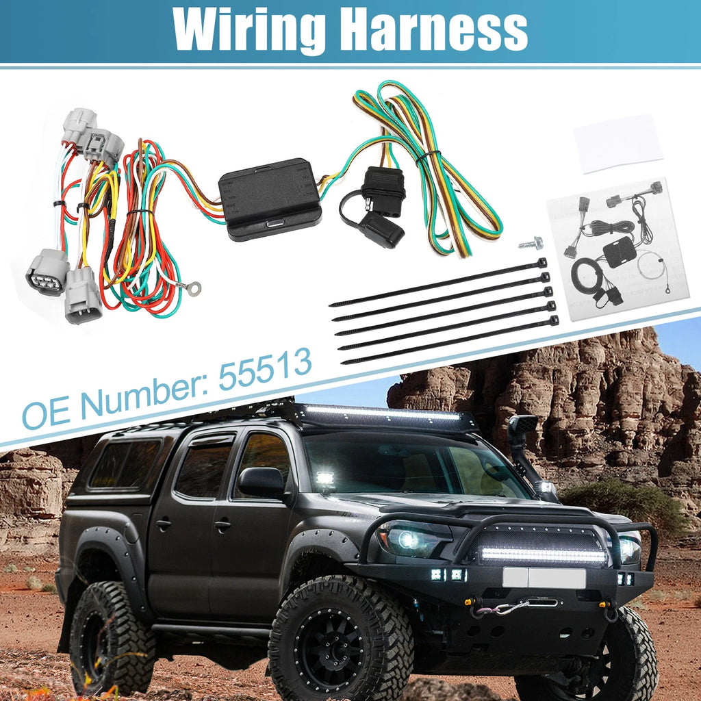 Set of 4 Trailer Wiring Harness 55513 for Toyota Tacoma (2005–2015) Black
