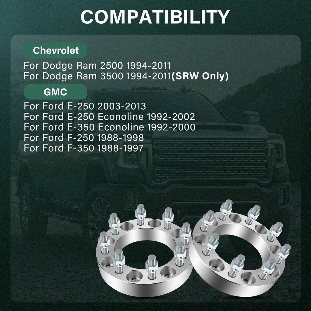 4X 1.5" Wheel Spacers 8x6.5 9/16"-18 for Dodge Ram 2500 3500 (1994–2010)