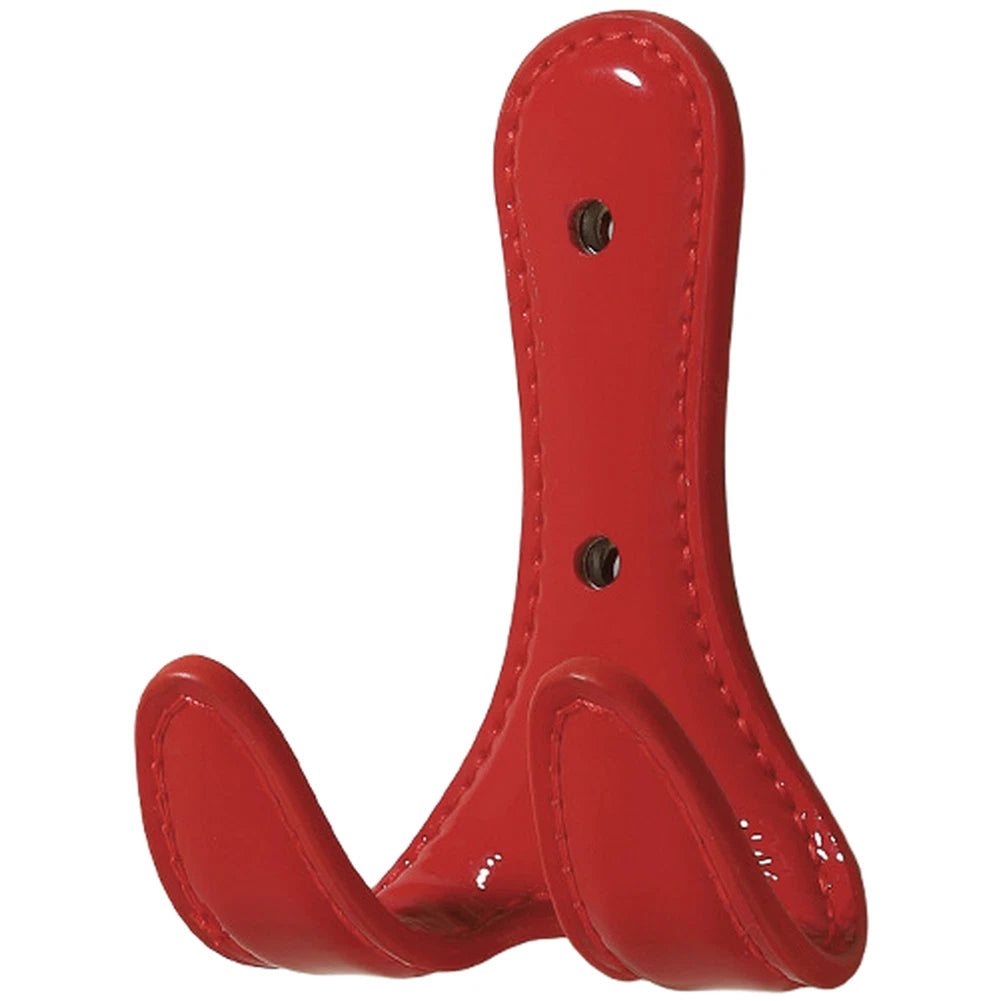 Set of 2 Modern Two-Bar Wall Hooks with Leather Detail for Entryway