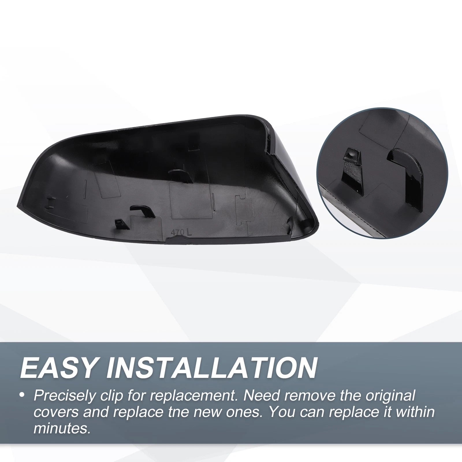 Left Side Rearview Mirror Cover Cap Gloss Black for Ford Explorer (2016–2019)