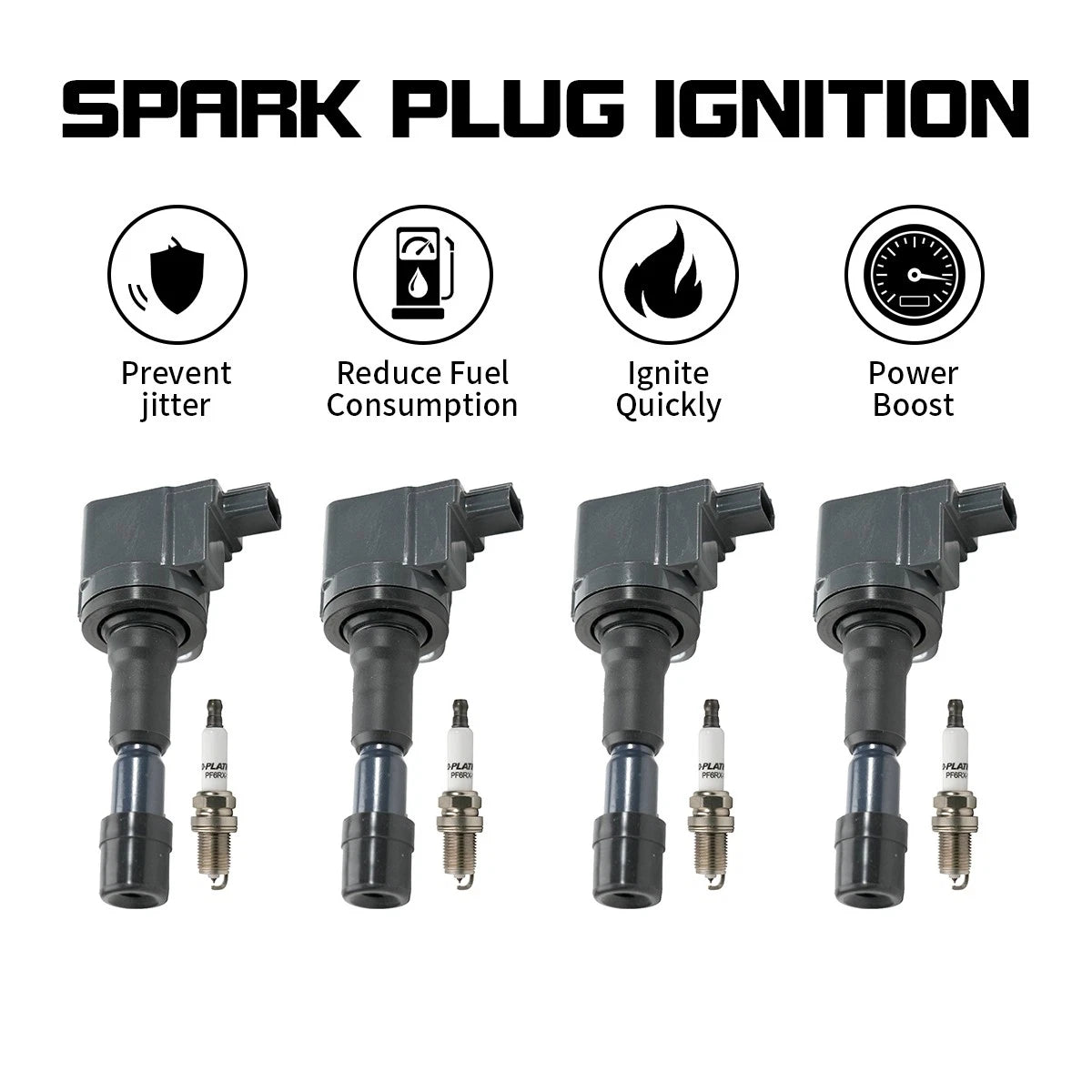 Set of 4 Ignition Coils + 4 Spark Plugs for Honda City (2010–2016)