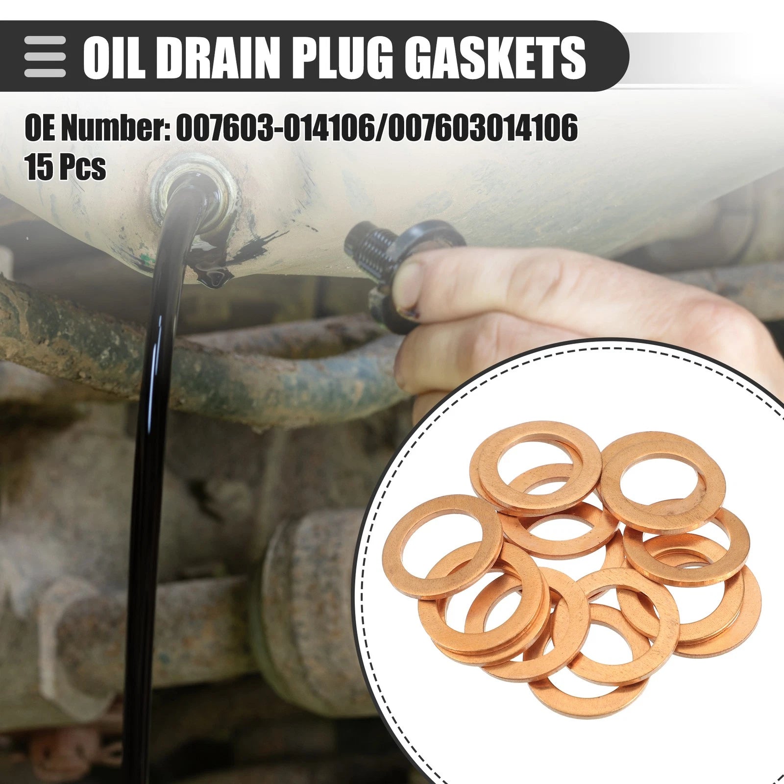 15 Pcs Oil Drain Plug Gaskets for Mercedes-Benz SL 550 (2007–2012) No. 007603014106