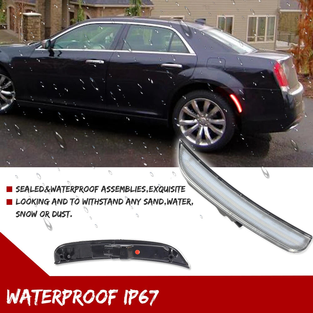 Clear Lens Red LED Rear Side Marker Lights for Chrysler 300 (2015–2023)