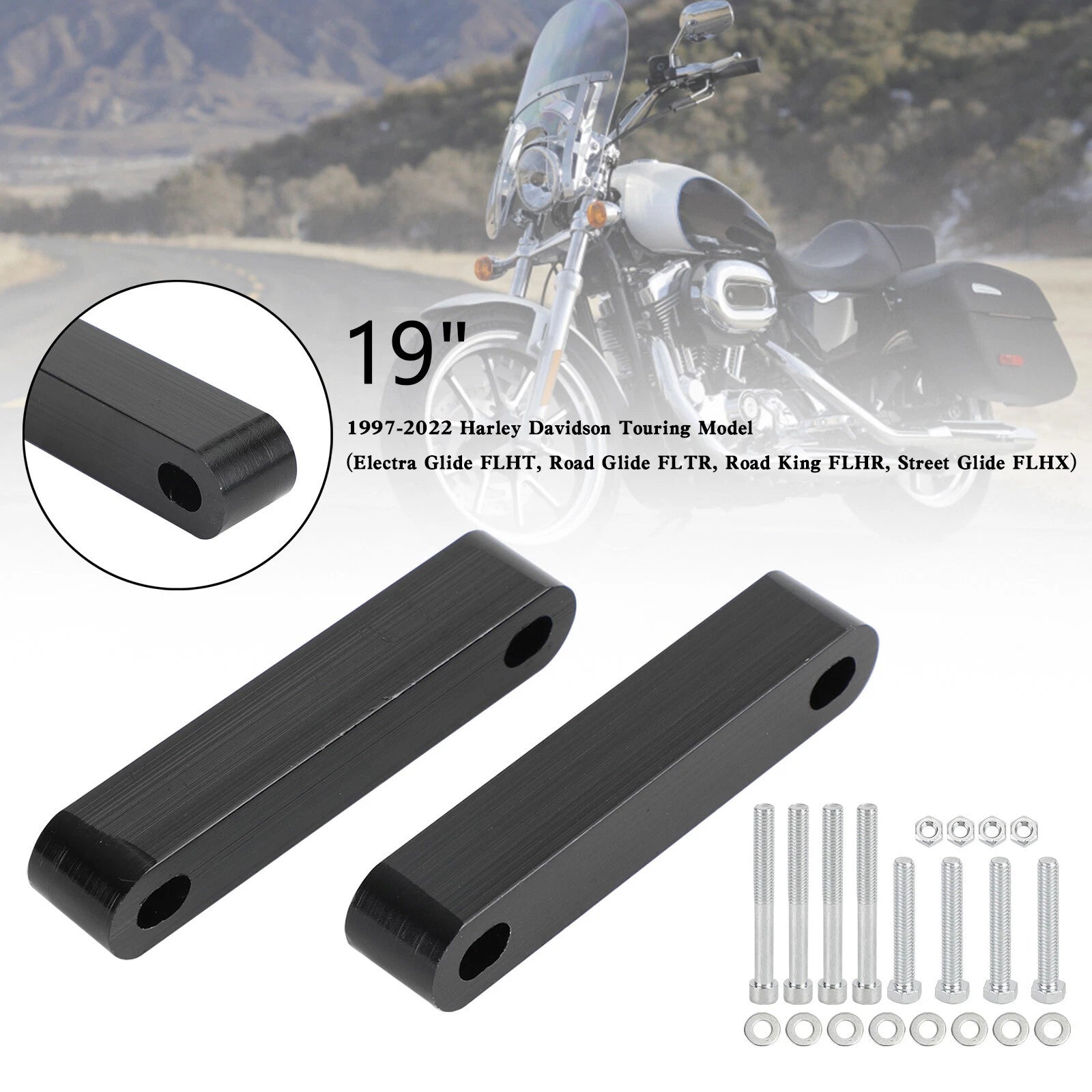 19" Front Fender Spacers for Harley Touring Electra Street Glide (1997–2022) T9