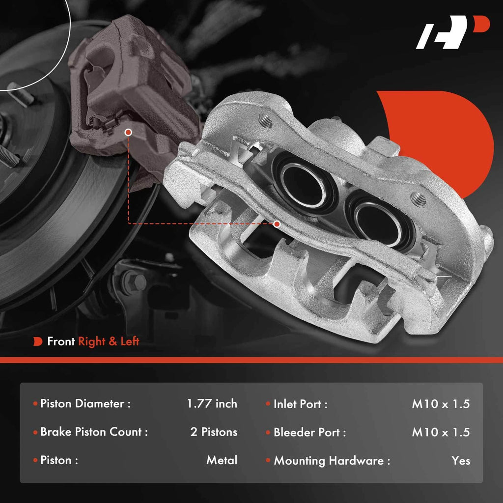 Pair Front Brake Calipers with Brackets for Chevy Impala Monte Carlo (2006-2013)