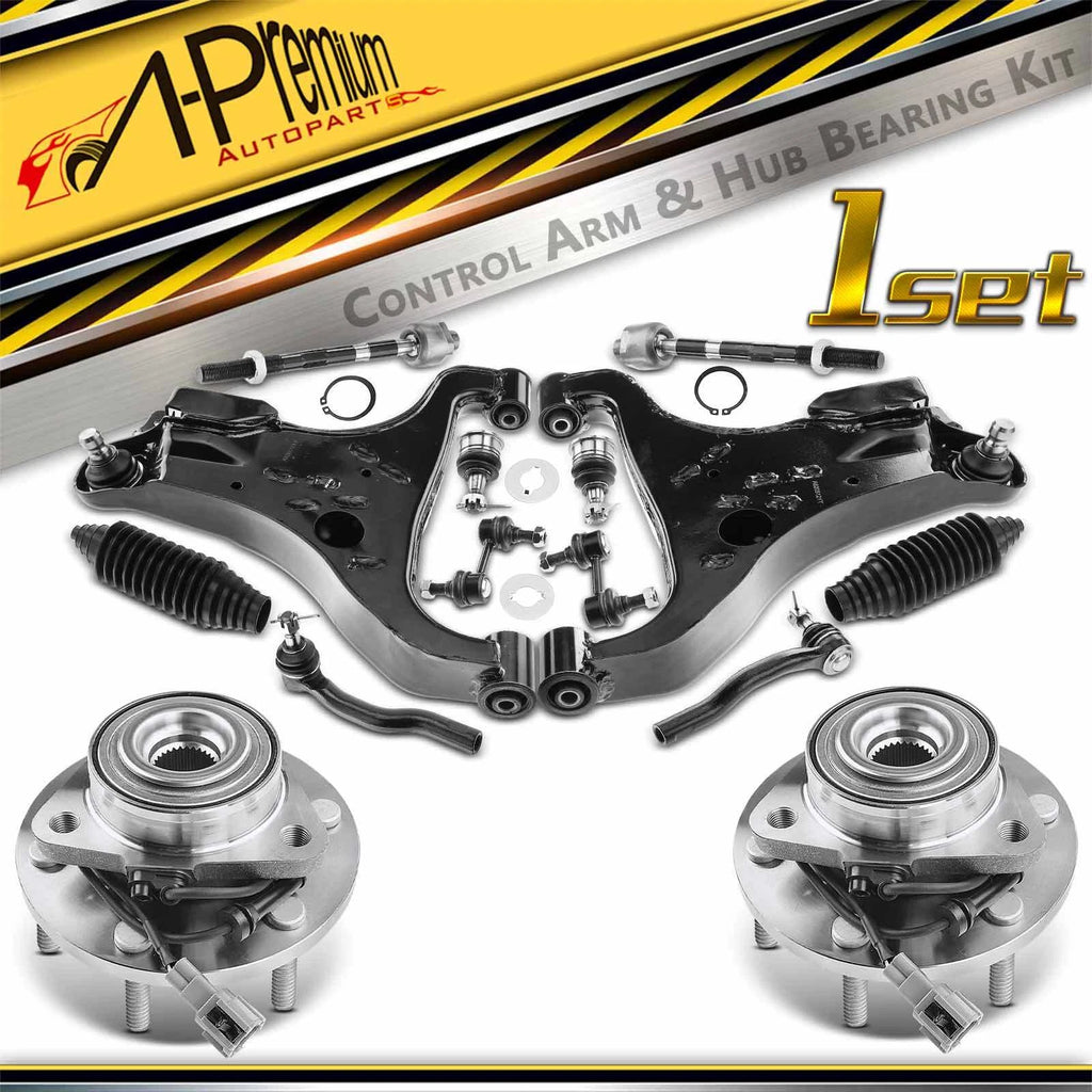 Set of 14 Front Wheel Bearing Control Arm Ball Joint Kit for Infiniti Nissan