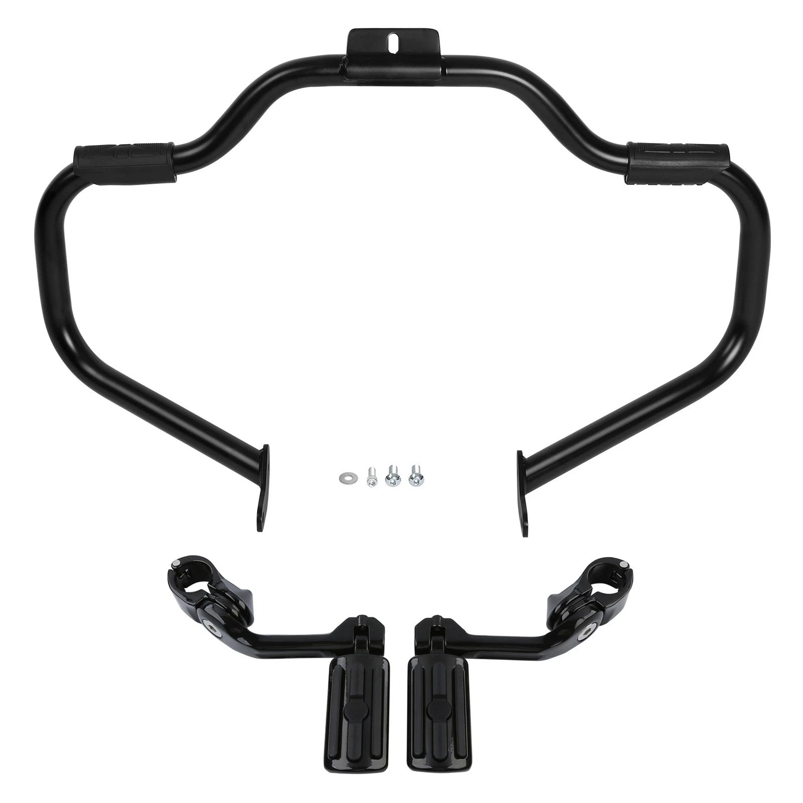 Mustache Engine Guard Crash Bar Foot Pegs Clamps for Harley Softail (2000–2017)