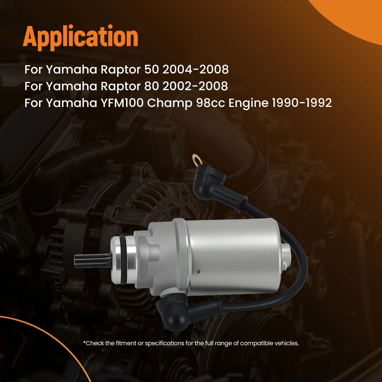 12V Starter for Yamaha Raptor 50 80 YFM80 (2002–2008) 65X-81880-50-00