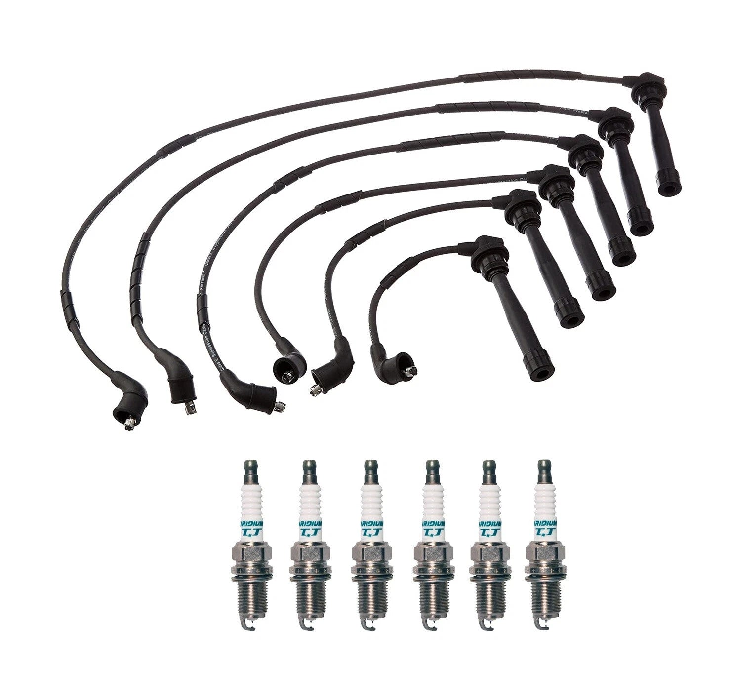 Denso 7mm Wire Set & 6 Iridium TT Spark Plugs for Hyundai Kia 2.7L V6