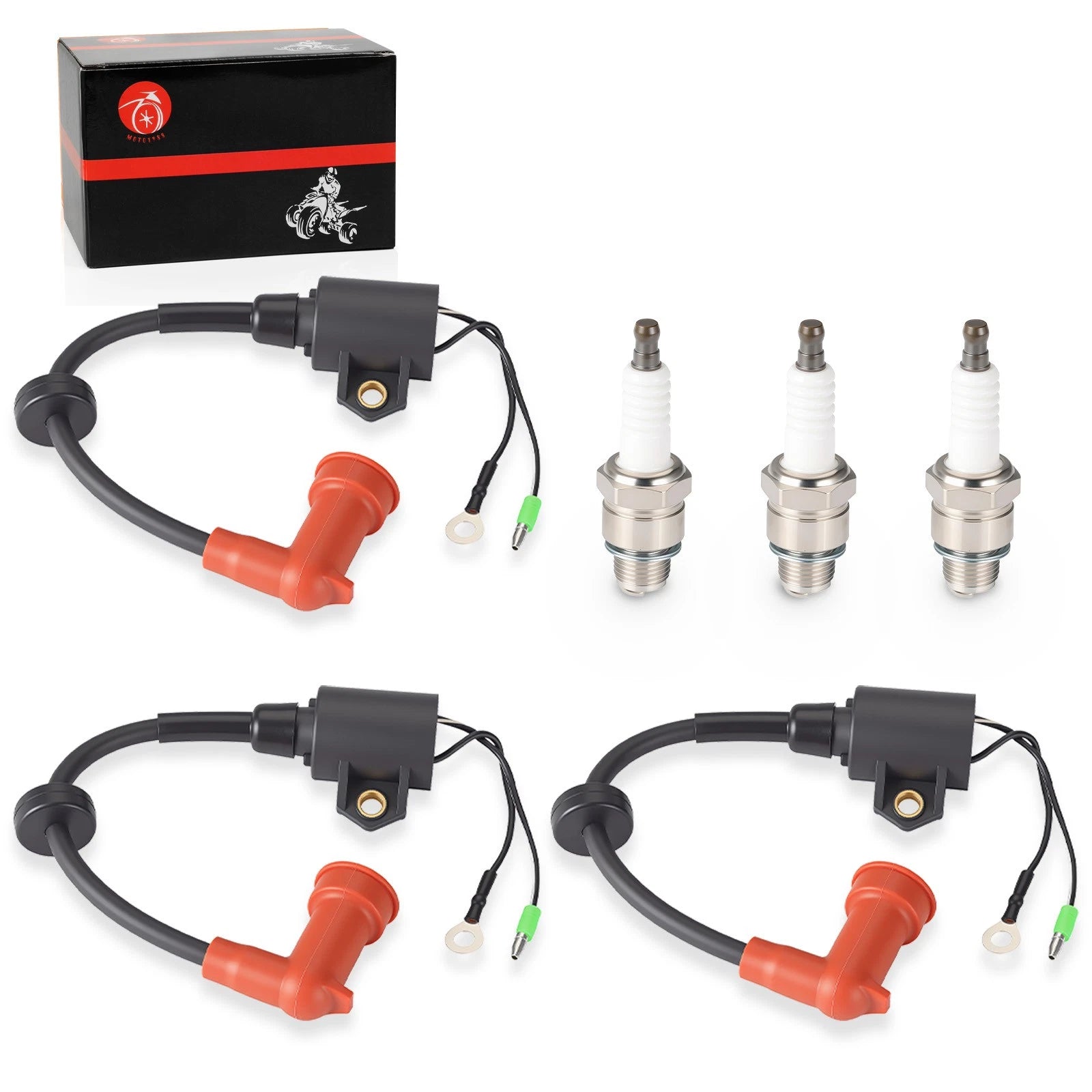 3 Ignition Coils w/ Spark Plug for Yamaha 9.9 15 20 25 30 40 50-250 HP (1990–2023)