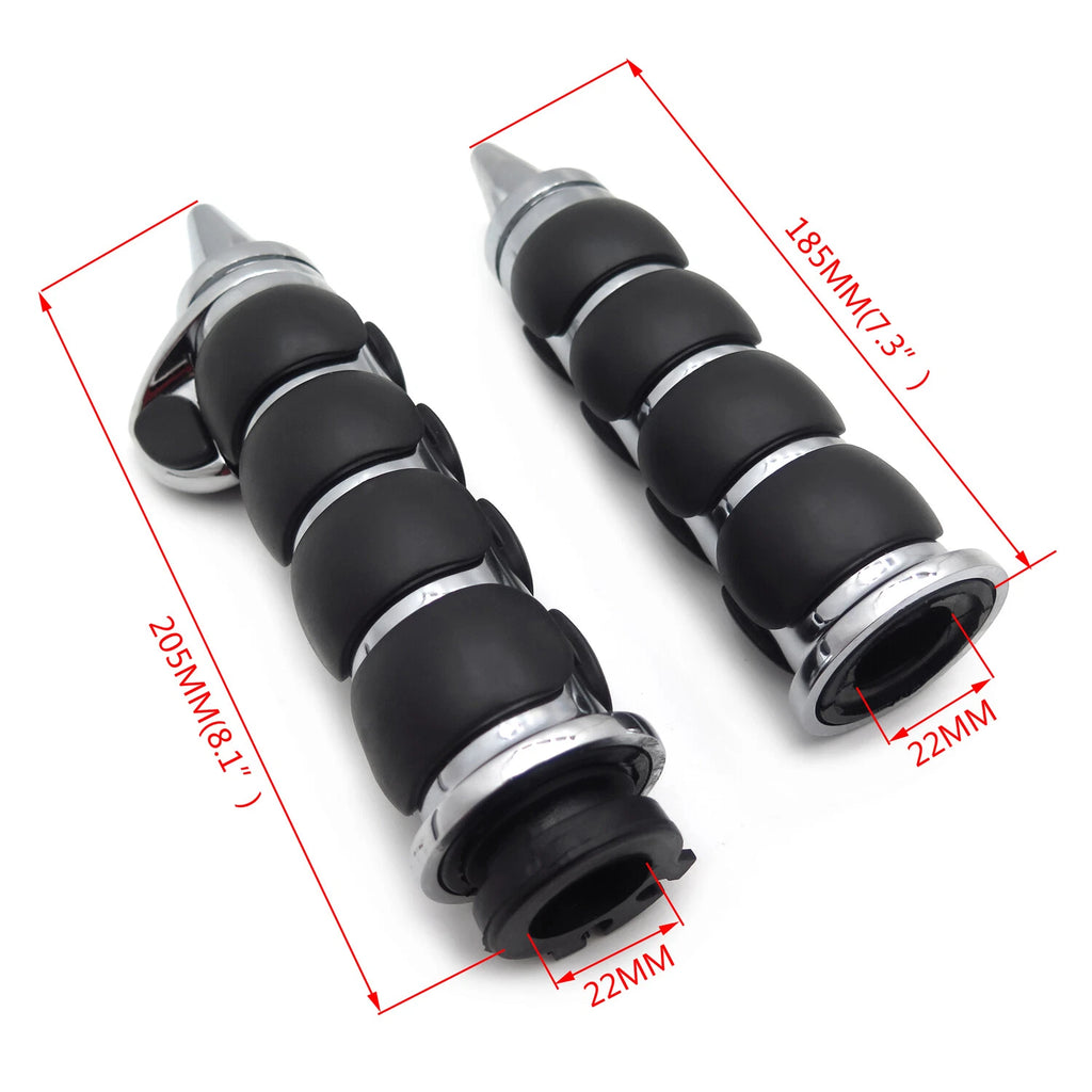 2X Black 22mm Spike Handlebar Grips Rubber Throttle Boss for Honda Yamaha