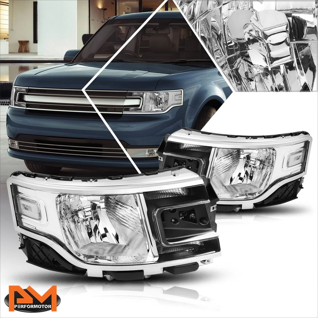 Headlight for Ford Flex (2013–2019) OE Direct Replace Chrome Housing Clear Corner