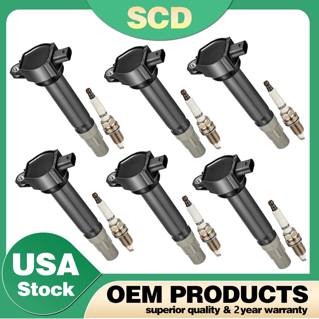 6X Ignition Coil + 6X Spark Plug for Chrysler Dodge 4.0 3.5L (2006–2010) UF502