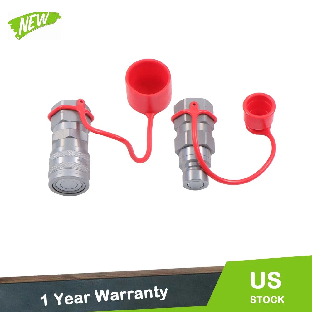 1/2" NPT Flat Face Hydraulic Quick Coupler Set for Skid Steer (Heavy Equipment)