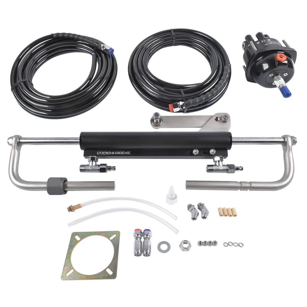 Hydraulic Steering Kit for 90 HP with Two-Way Locking Valve & 2x24FT Hoses