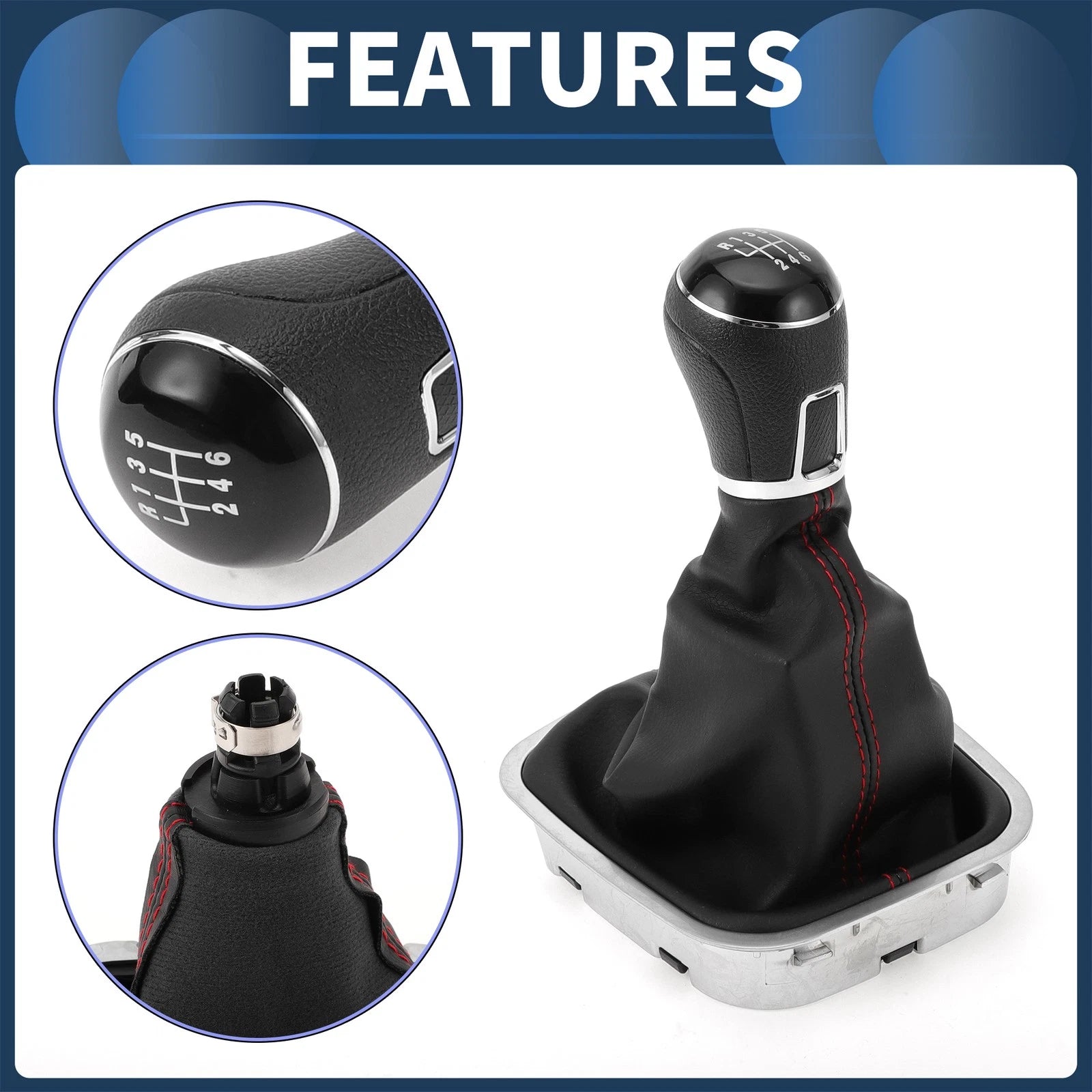 6 Speed Gear Shifter Knob with Cover No.6R0711113T for VW Polo (2014–2017)