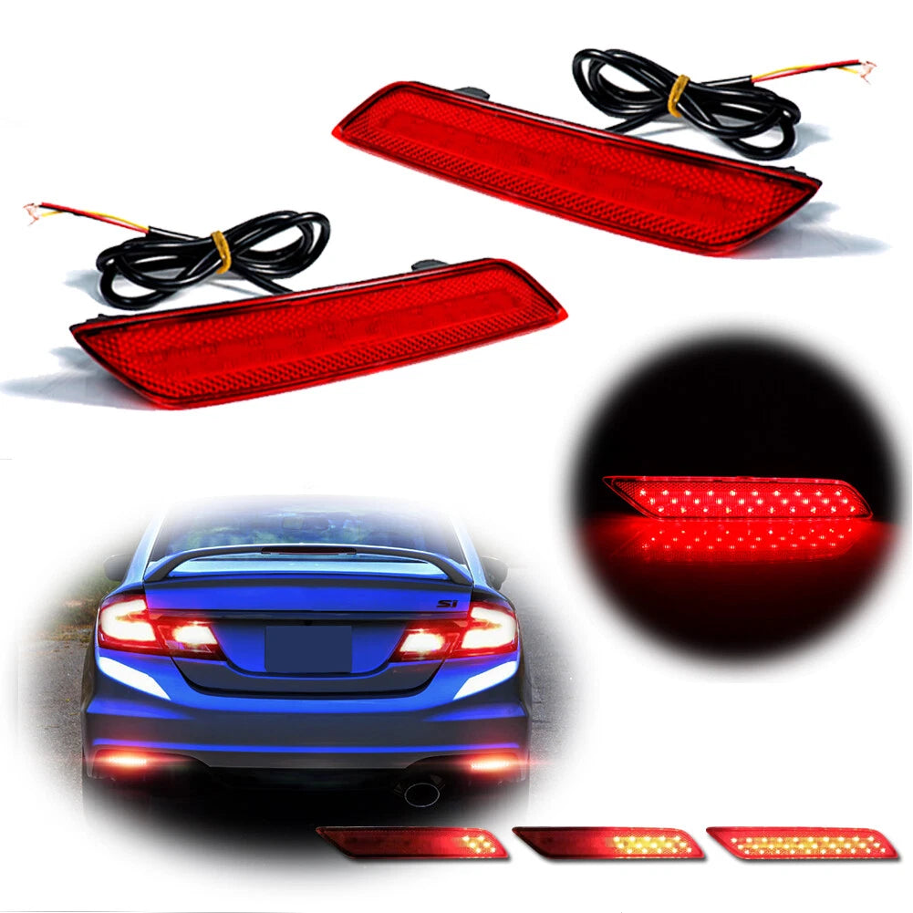 Red Lens Tail Brake Lamps for Honda Civic Sedan (2013–2015)