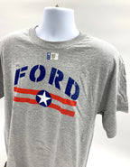 Ford T Shirt Gray USA Star Stripes Script Logo for Ford Vehicles (2005–2020)