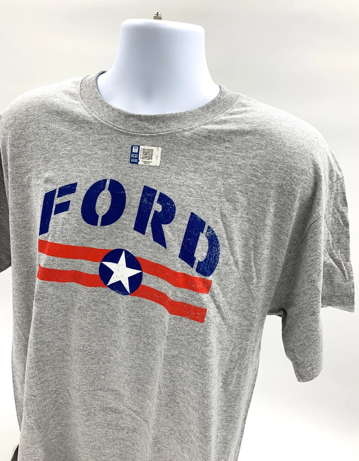 Ford T Shirt Gray USA Star Stripes Script Logo for Ford Vehicles (2005–2020)