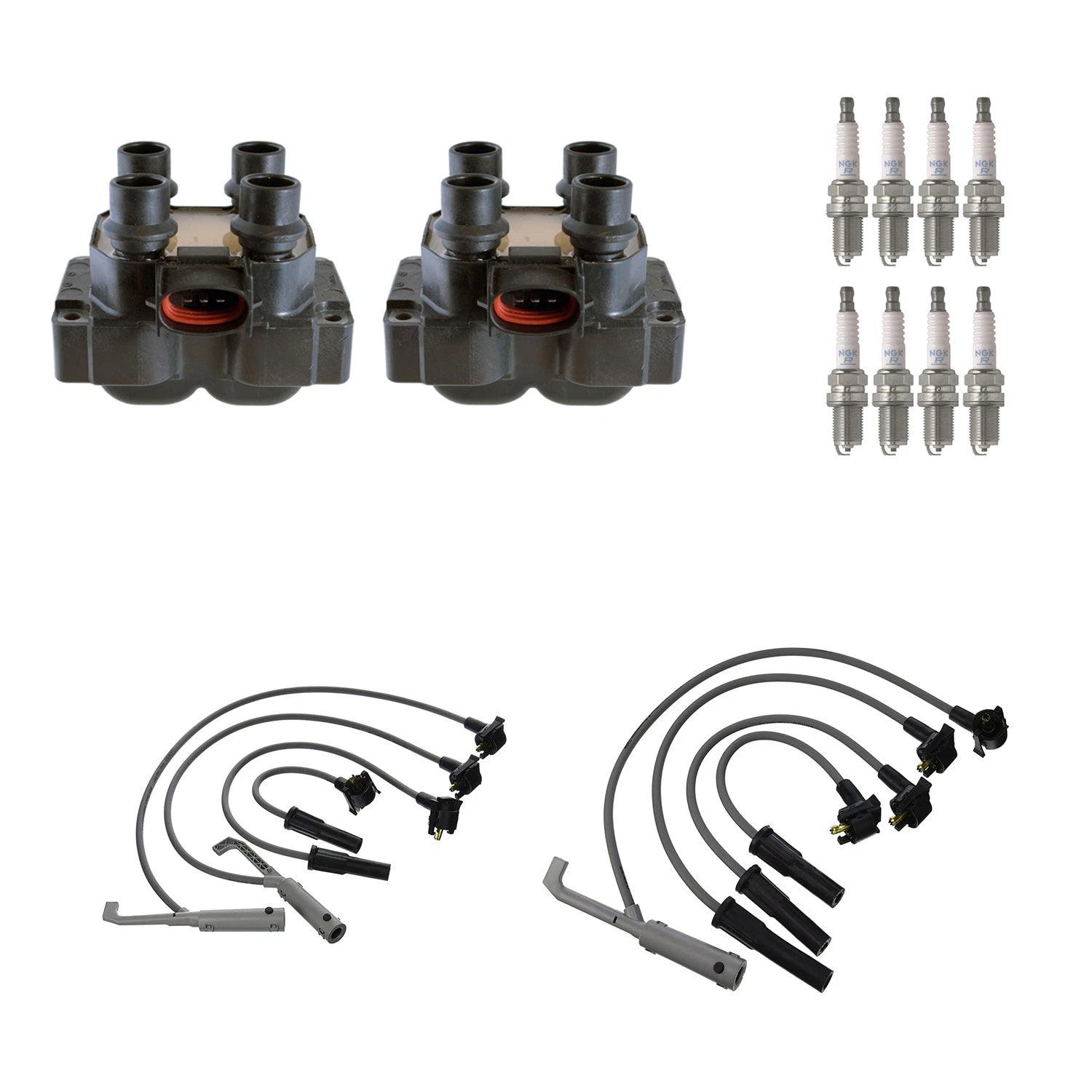 Set of 2 Ignition Coil Wires & 8 NGK Spark Plugs for Ford Ranger B2300 (1998–2000)
