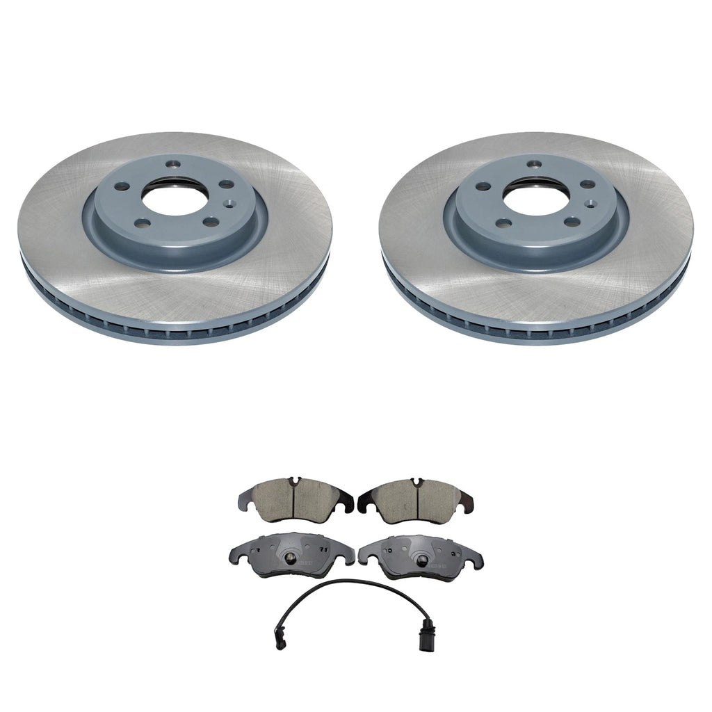 DuraGo Front Rotors & Akebono EURO Ceramic Brake Pads Kit for Audi A4 A5 (2009–2016)
