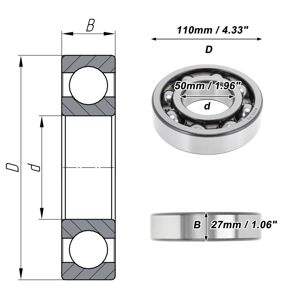 6310 Deep Groove Ball Bearing for Scooter Skateboard Wheel (50x110x27mm)