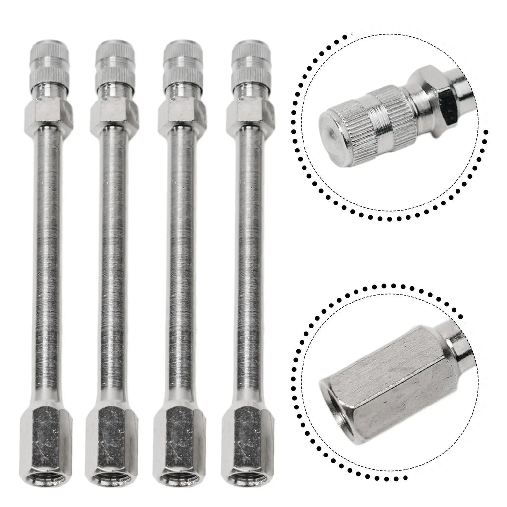 4x 100mm Metal Tire Wheel Valve Extension Cap Stem for Car Truck Van