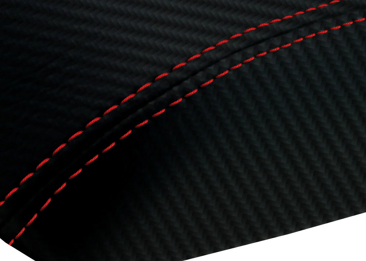 Console Lid Cover for Lincoln Town Car (2003–2011) - PVC Carbon, Red Stitch